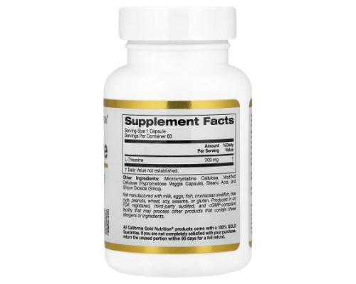 California Gold Nutrition, L-Theanine, Featuring AlphaWave®, 200 mg, 60 Veggie Capsules