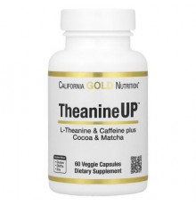 California Gold Nutrition, TheanineUP™, L-Theanine & Caffeine Plus Cocoa, and Matcha, 60 Veggie Capsules