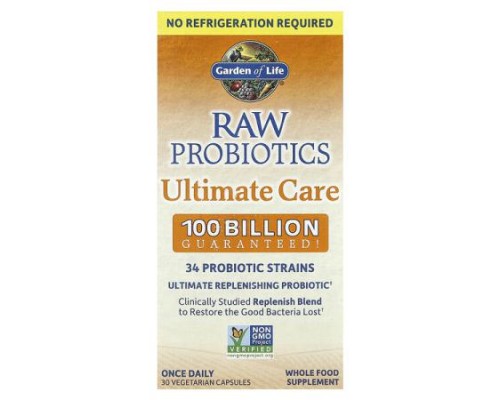 Garden of Life, RAW Probiotics, Ultimate Care, Shelf-Stable, 30 Vegetarian Capsules