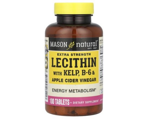 Mason Natural, Lecithin with Kelp, Extra Strength, B6 & Apple Cider Vinegar, 100 Tablets Mason Natural, Lecithin with Kelp, Extra Strength, B6 & Apple Cider Vinegar, 100 Tablets