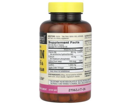 Mason Natural, Lecithin with Kelp, Extra Strength, B6 & Apple Cider Vinegar, 100 Tablets Mason Natural, Lecithin with Kelp, Extra Strength, B6 & Apple Cider Vinegar, 100 Tablets