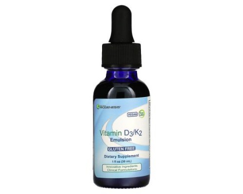 Nutra BioGenesis, Vitamin D3/K2 Emulsion, 1 fl oz (30 ml) Nutra BioGenesis, Vitamin D3/K2 Emulsion, 1 fl oz (30 ml)