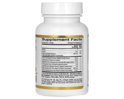 California Gold Nutrition, AstaCarotenoid Complex with Lutein, Lycopene, Astaxanthin, and Vitamin A, 30 Veggie Softgels California Gold Nutrition, AstaCarotenoid Complex with Lutein, Lycopene, Astaxanthin, and Vitamin A, 30 Veggie Softgels