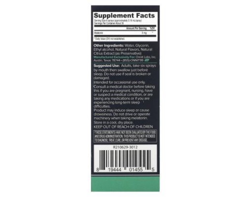 Onnit, Instant Melatonin, Mint, 3 mg, 1 fl oz (29 ml)