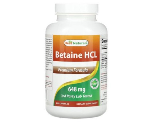 Best Naturals, Betaine HCL, 648 mg, 250 Capsules Best Naturals, Betaine HCL, 648 mg, 250 Capsules