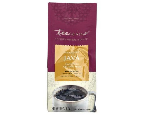 Teeccino, Chicory Herbal Coffee, Java, Medium Roast, Caffeine Free, 11 oz (312 g)
