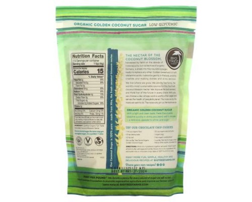 Big Tree Farms, Organic Golden Coconut Sugar, 1 lb (454 g) Big Tree Farms, Organic Golden Coconut Sugar, 1 lb (454 g)