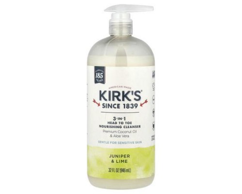 Kirk's, 3-In-1 Head To Toe Nourishing Cleanser, Juniper & Lime, 32 fl oz (946 ml)
