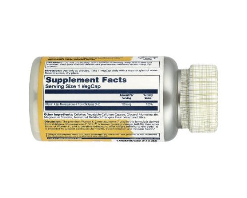 Solaray, Triple Strength, Vitamin K-2 Menaquinone-7, 150 mcg, 30 VegCaps