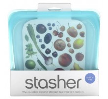 Stasher, Reusable Silicone Food Bag, Sandwich Size, Aqua, 15 fl oz (450 ml)