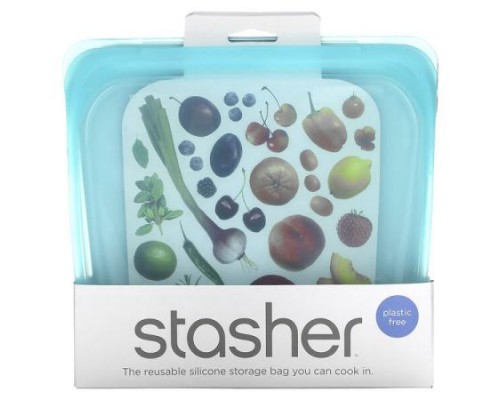 Stasher, Reusable Silicone Food Bag, Sandwich Size, Aqua, 15 fl oz (450 ml) Stasher, Reusable Silicone Food Bag, Sandwich Size, Aqua, 15 fl oz (450 ml)