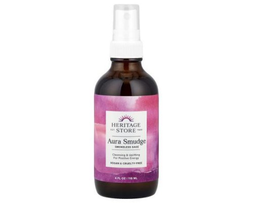 Heritage Store, Aura Smudge, Smokeless Sage , 4 fl oz (118 ml) Heritage Store, Aura Smudge, Smokeless Sage , 4 fl oz (118 ml)