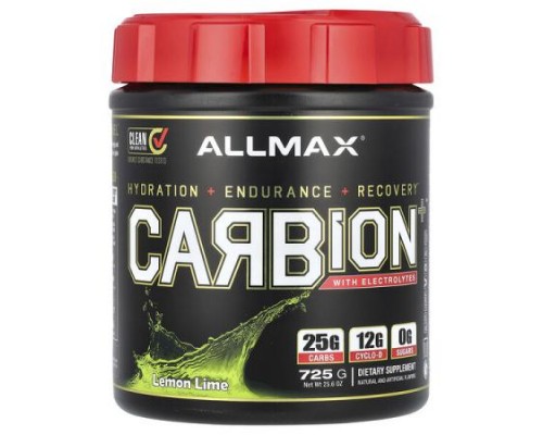 ALLMAX, CARBION+™ With Electrolytes, Lemon Lime, 25.6 oz (725 g) ALLMAX, CARBION+™ With Electrolytes, Lemon Lime, 25.6 oz (725 g)
