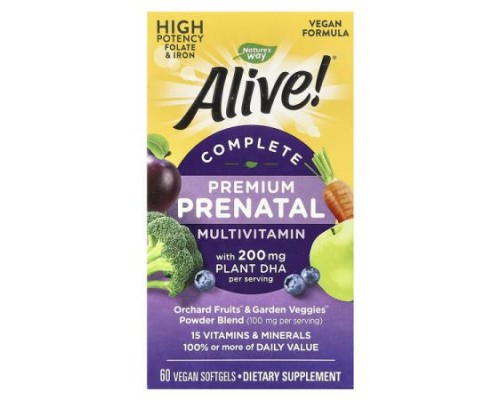 Nature's Way, Alive!® Complete Premium Prenatal Multivitamin, 60 Vegan Softgels Nature's Way, Alive!® Complete Premium Prenatal Multivitamin, 60 Vegan Softgels