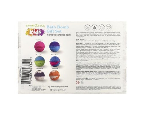 Sky Organics, Kids Bath Bomb Gift Set, 6 Bath Fizzies Sky Organics, Kids Bath Bomb Gift Set, 6 Bath Fizzies