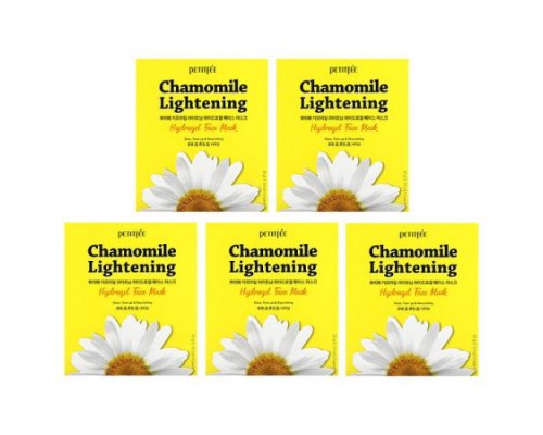 Petitfee, Chamomile Lightening Hydrogel Beauty Face Mask, 5 Sheets, 1.12 oz (32 g) Each