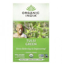 Organic India, Tulsi Tea, Green, 18 Infusion Bags, 1.21 oz (34.2 g)