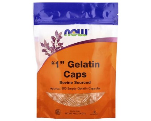 NOW Foods, \"1\" Gelatin Caps, Approx. 500 Empty Gelatin Capsules, 1.34 oz (38 g) NOW Foods, \"1\" Gelatin Caps, Approx. 500 Empty Gelatin Capsules, 1.34 oz (38 g)