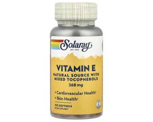 Solaray, Vitamin E, 100 Softgels
