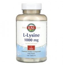 KAL, L-Lysine, 1,000 mg, 100 Tablets