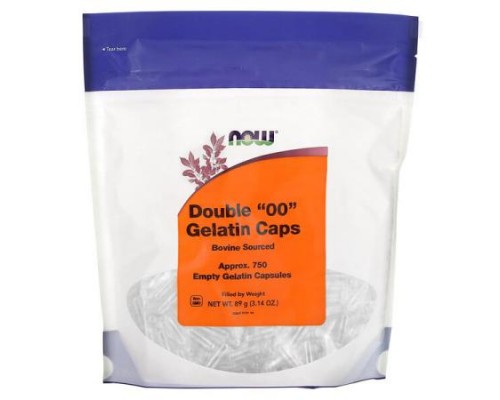 NOW Foods, Double \"00\" Gelatin Caps, Approx. 750 Empty Gelatin Capsules, 3.14 oz (89 g) NOW Foods, Double \"00\" Gelatin Caps, Approx. 750 Empty Gelatin Capsules, 3.14 oz (89 g)