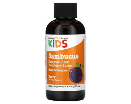 California Gold Nutrition, Children Sambucus Elderberry Syrup, 4 fl oz (120 ml) California Gold Nutrition, Children Sambucus Elderberry Syrup, 4 fl oz (120 ml)