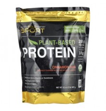 California Gold Nutrition, Sport, Plant-Based Protein with Organic Brown Rice Protein Concentrate, Flaxseed, Chia Seed, Cinnamon Bun, 2 lb (907 g)