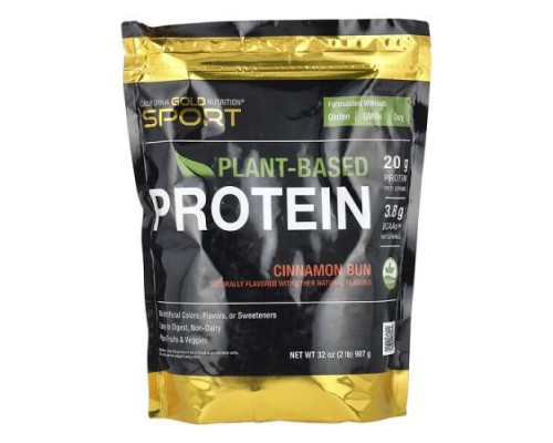 California Gold Nutrition, Sport, Plant-Based Protein with Organic Brown Rice Protein Concentrate, Flaxseed, Chia Seed, Cinnamon Bun, 2 lb (907 g) California Gold Nutrition, Sport, Plant-Based Protein with Organic Brown Rice Protein Concentrate, Flaxseed, Chia Seed, Cinnamon Bun, 2 lb (907 g)