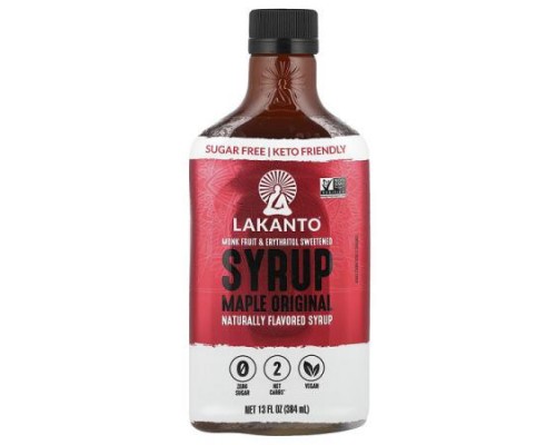 Lakanto, Maple Original Syrup, Monk Fruit & Erythritol Sweetened, 13 fl oz (384 ml) Lakanto, Maple Original Syrup, Monk Fruit & Erythritol Sweetened, 13 fl oz (384 ml)
