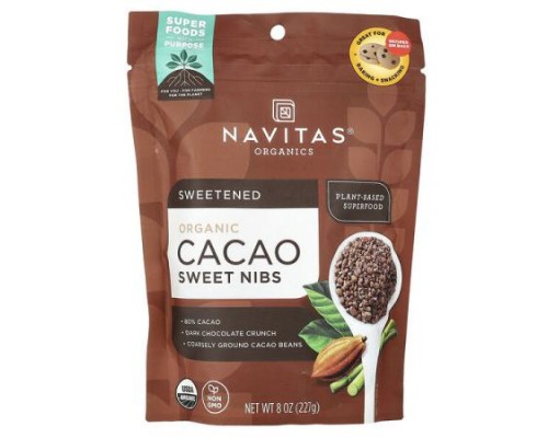 Navitas Organics, Organic Cacao Sweet Nibs, 8 oz (227 g) Navitas Organics, Organic Cacao Sweet Nibs, 8 oz (227 g)