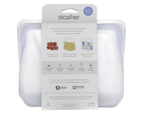 Stasher, Reusable Silicone Food Bag, Stand Up Mid, Clear, 56 fl oz (1,650 ml) Stasher, Reusable Silicone Food Bag, Stand Up Mid, Clear, 56 fl oz (1,650 ml)