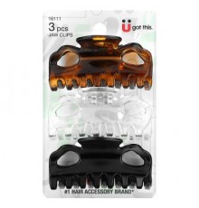 Scunci, Jaw Clips, Assorted Colors, 3 Pieces