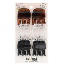 Scunci, Claw Clips, All Hair, Assorted Colors, 6 Pieces
