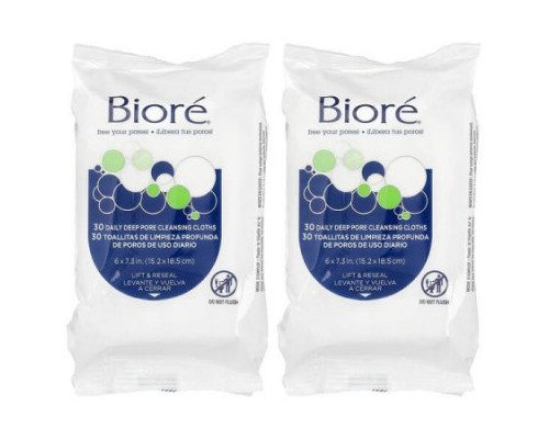 Biore, Daily Deep Pore Cleansing Cloths, 60 Pre-Moistened Cloths Biore, Daily Deep Pore Cleansing Cloths, 60 Pre-Moistened Cloths