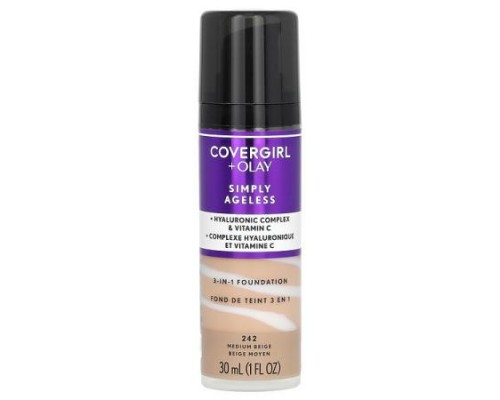 Covergirl, Olay Simply Ageless, 3-in-1 Foundation, 242 Medium Beige, 1 fl oz (30 ml)
