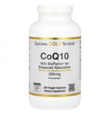 California Gold Nutrition, CoQ10 with Bioperine® Black Pepper Extract, 200 mg, 360 Veggie Capsules