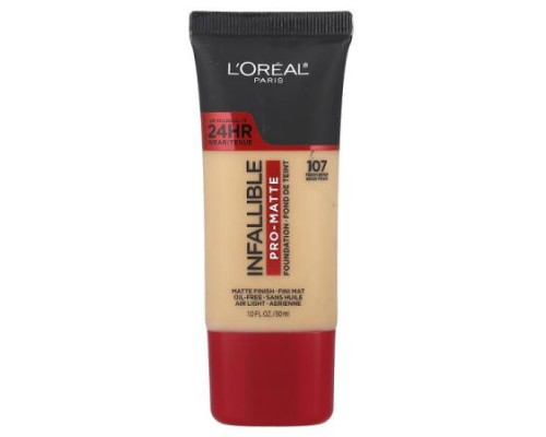 L'Oréal, Infallible, Pro-Matte Foundation, 107 Fresh Beige, 1 fl oz (30 ml) L'Oréal, Infallible, Pro-Matte Foundation, 107 Fresh Beige, 1 fl oz (30 ml)