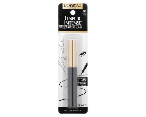 L'Oréal, Lineur Intense, Brush Tip Liquid Eyeliner, 710 Black, 0.24 fl oz (7 ml)