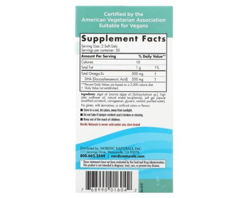 Nordic Naturals, Algae DHA, 60 Soft Gels (250 mg per Soft Gel ) Nordic Naturals, Algae DHA, 60 Soft Gels (250 mg per Soft Gel )