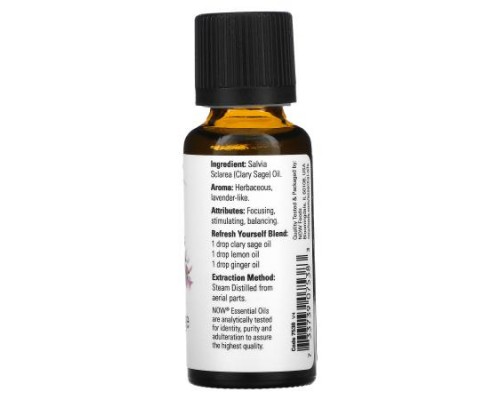 NOW Foods, Essential Oils, Clary Sage, 1 fl oz (30 ml)