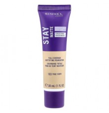 Rimmel London, Stay Matte, Full Coverage Mattifying Foundation, 103 True Ivory, 1 fl oz (30 ml)