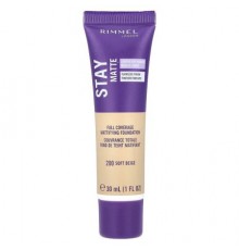 Rimmel London, Stay Matte, Full Coverage Mattifying Foundation, 200 Soft Beige, 1 fl oz (30 ml)