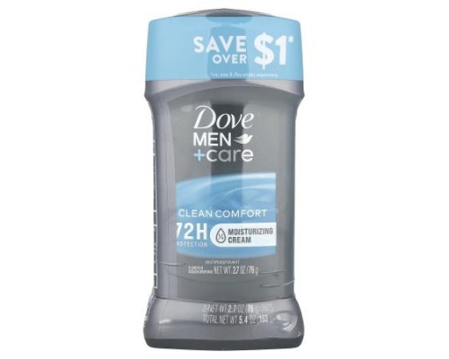 Dove, Men+Care, Antiperspirant Deodorant, Clean Comfort , 2 Pack, 2.7 oz (76 g) Each Dove, Men+Care, Antiperspirant Deodorant, Clean Comfort , 2 Pack, 2.7 oz (76 g) Each
