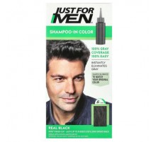 Just for Men, Shampoo-In-Color, Real Black H-55, Single Application Haircolor Kit