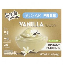 Natural Simply Delish, Plant-Based Instant Pudding, Sugar Free, Vanilla, 1.7 oz (48 g)