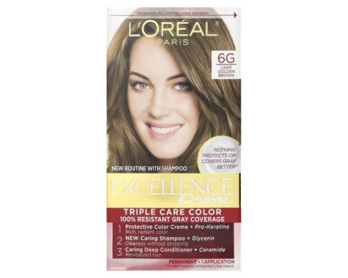 L'Oréal, Excellence Creme, Triple Care Color, 6G Light Golden Brown, 1 Application L'Oréal, Excellence Creme, Triple Care Color, 6G Light Golden Brown, 1 Application