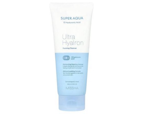 Missha, Super Aqua, Ultra Hyalron Foaming Cleanser, 6.76 fl oz (200 ml)