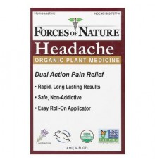 Forces of Nature, Headache Roll-On, Organic Plant Medicine, 0.14 oz (4 ml)