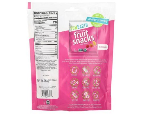 YumEarth, Gluten Free Fruit Snacks, Tropical, 5 Snack Packs, 0.7 oz (19.8 g) Each YumEarth, Gluten Free Fruit Snacks, Tropical, 5 Snack Packs, 0.7 oz (19.8 g) Each