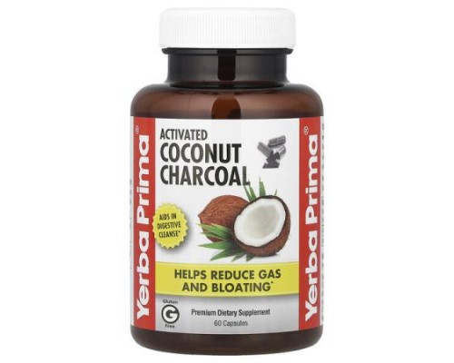 Yerba Prima, Activated Coconut Charcoal, 60 Capsules (130 mg per Capsule) Yerba Prima, Activated Coconut Charcoal, 60 Capsules (130 mg per Capsule)